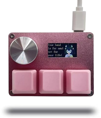 BTXETUEL SayoDevice O3C OSU Keyboard, Quick Release with Hall Switch, Magnetic Linear Switch, Button and Screen, Copy Paste, Shotcut, Macro Hotswap Mini, Pink
