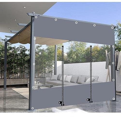 Außen Durchsichtige Plane Vorhange, 0,3mm Schwerlast wasserdichte Plane Mit Ösen, Pergola Pavillon Terrasse Carport Plane Seitenwände, Transparente Plane Abdeckung,LxH-4.8x2.2m/15.7 * 7.2ft