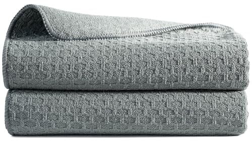 Polyte - Mikrofasertücher zum Polieren von Weingläsern - Waffelstruktur - 45,7 x 71,1 cm - 2 Stück (Grau)