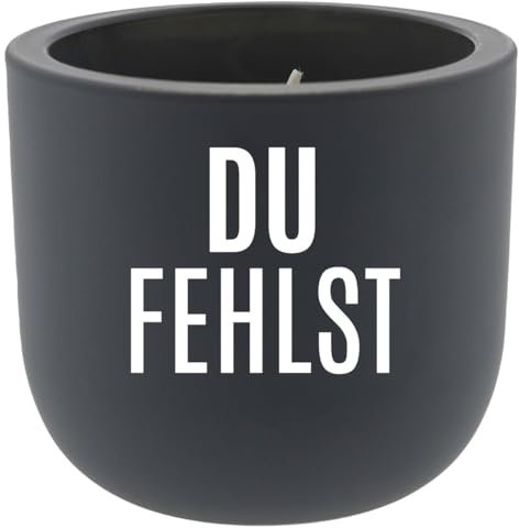 WB wohn trends Duft-Kerze mit Motiv, Du Fehlst Trauer-Kerze, 9,5x10cm, Größenauswahl, grau-schwarz, Windlicht aus Glas Vanille-Duft
