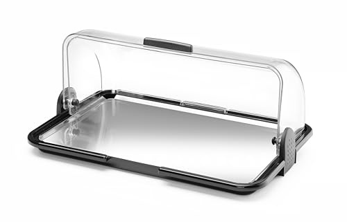 HENDI Buffet-Vitrine, einzeln, mit Tablett und Kühl-/Heizelemente, transparenter Rolltop Deckel, Kühldisplay, Heizdisplay, Kühlvitrine, Buffet-Server, 465x315x(H)195mm, Edelstahl, PP, PS