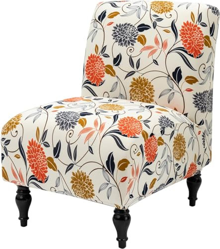 Sesselhussen Stretch Ohne Armlehne,Elastisch Sofabezug Armless Chair Cover Sesselschoner,langlebig,Jacquard-Stoff, Waschbar,für Wohnzimmer Hotel Haus Esszimmer ( Color : Beige/Orange , Size : 1pc )