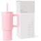 Simple Modern Mug Isotherme avec Poignée et Paille en silicone | Gourde Isotherme en Acier Inoxydable | Tumbler de viaje | Trek | 710ml | Blush