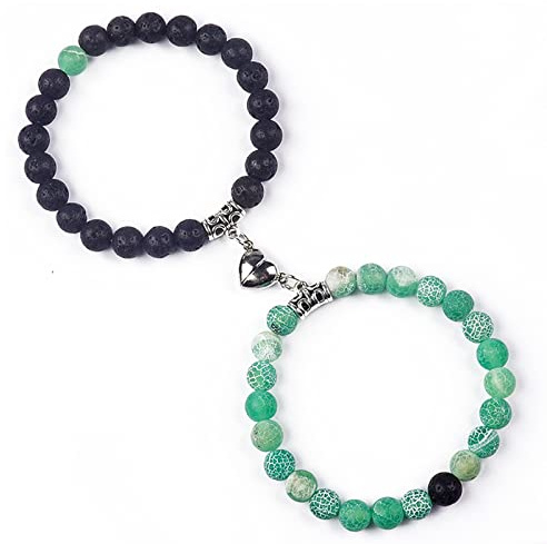 Matching Couple Armbänder Healing Crystal Armbänder für Paare Matching Heart Bracelet für Lover Him & Her Valentine's Day Geschenke