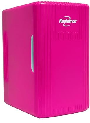 Koolatron Retro Mini Fridge For Bedrooms 12V Portable Cooler Warmer Refrigerator 6L Small 8 Can Table Top Quiet Mini Fridges For Skincare Food Drinks Kids Home Car & Travel Pink