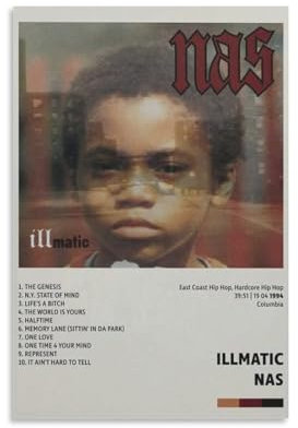 XINDIMAMA Illmatic by Nas Leinwand-Poster, Gemälde, Leinwand, Wandkunst, Wohnzimmer-Poster, Gemälde, 60 x 90 cm