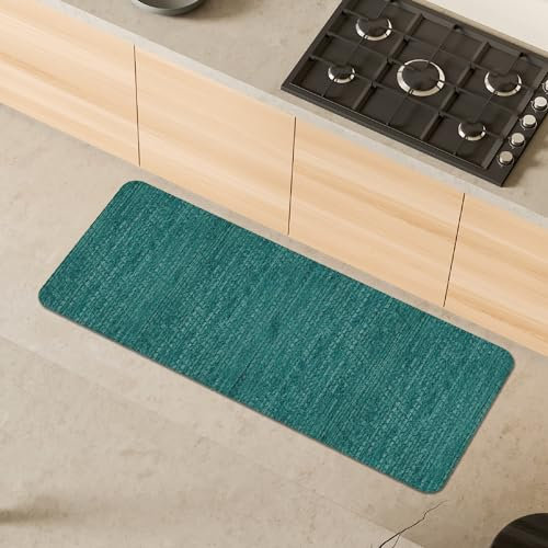 Comart - Küchenteppich Nancy – rutschfest – maschinenwaschbar – moderner Läufer aus Chenille – Läufer für Flur und Küche – weich und langlebig – Made in Italy – Jade – 50 x 130 cm