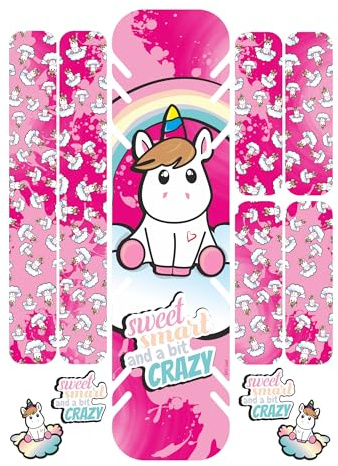 BIKE-label X400136VA Set di adesivi per bicicletta elettrica Motivo unicorno Rosa Taglia XL