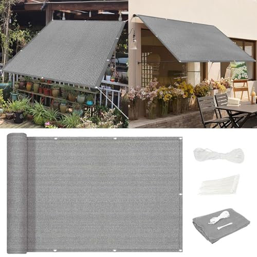 Voile Ombrage Rectangulaire 200 x 250 cm HDPE Respirant Jardin Parasol Extérieur, Jardin, Terrasse, Balcon UV Protection 98% Résistant Aux Déchirures, Gris Clair