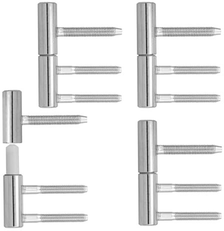 VntMQP 4 Stück 3-teilige Stahltürbänder, Innentüren, Holztüren, Aufschraubbänder, vernickelt (4 Stück, Stahl Vernickelt)