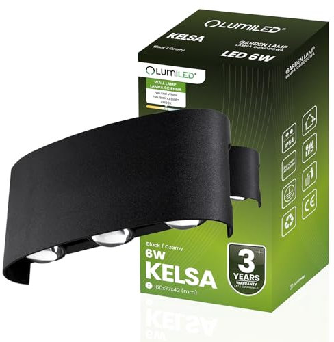 Lumiled Außenwandleuchte Modern 6W 230V 4000 K neutralweiß Wandlampe Außenlampe Wandleuchte Polycarbonat Schwarz IP54 Wasserdicht Outdoor Außen Garten Gartenlampe