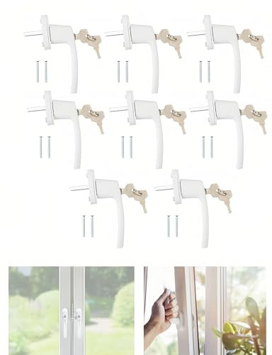 Twilight Garage Manopole per finestra richiudibili, lunghezza gambo 35 mm, 8 pezzi, con 16 chiavi, alluminio (8)