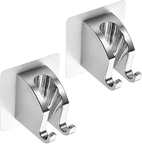 JONKEAN Duschbrause Halterung, Verstellbarer Handbrause Halterung Ohne Bohren, Stark Haftender Duschhalterung, Duschkopfhalterung Ohne Bohren, Wasserdichter Brausehalterung (Chrom, 2 Stück)