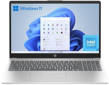 HP 15-fd0186ns - Ordenador portátil de 15.6 FHD (Intel N100, 4GB RAM, 128GB UFS, Intel UHD, Windows 11) Plata - Teclado QWERTY Español - Incluye Microsoft 365 Personal 12 Meses