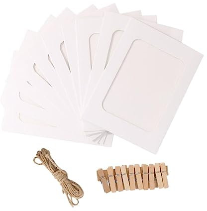 RORPOIR 10 Stück Fotorahmen zum Aufhängen 15 2 cm Papier mit Schnurklammern -Heimdekor Weiß