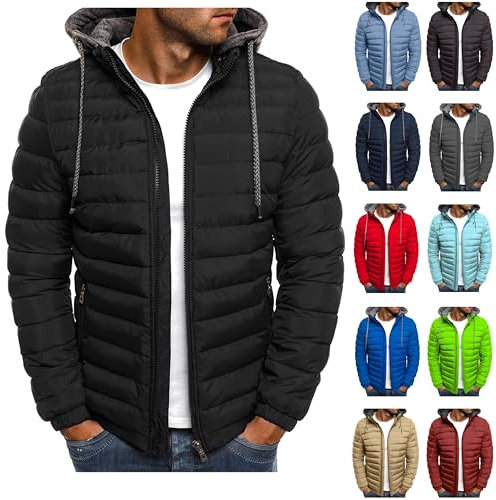 Black Friday Angebote 2024 Steppjacke Herren Leichte Winterjacke Daunenjacke mit Kapuze Zipper Gesteppte Jacke Winter Steppmantel Große Größen Pufferjacke Einfarbig Wintermantel Warm Kapuzenjacke