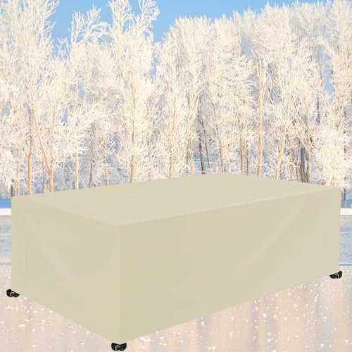XUEQXUE Cover Garden Furniture Winterproof 170 x 400 x 170 cm Waterproof, Uv-Resistant, Winter-Proof, Rectangular, Tarpaulin for Outdoor Corner Sofa, for Garden Table, Furniture Sets, Beige