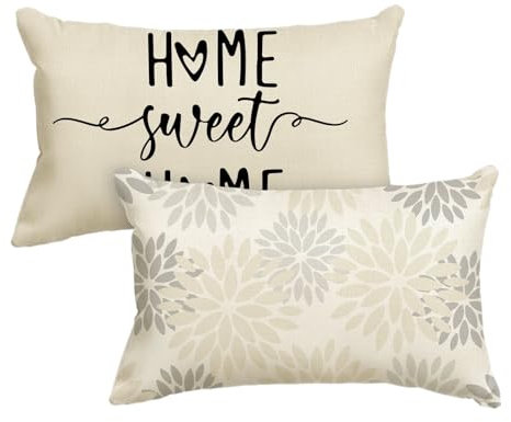 Artoid Mode Creame Weiß Dahlien Blumen Kissenbezüge 2er Set, 30x50 cm Frühling Zierkissenbezug Cushion Cover Couch Wohnzimmer Außenbereich Deko