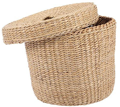 RORPOIR Rattan Bin Tissue Box Lid Tissue Paper Dispenser Straw Woven Office Organizer