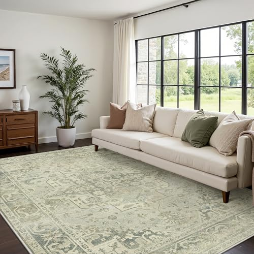 BEIMO Vintage Waschbarer Teppich Wohnzimmer, 200x290cm | Boho Orientalisch, Großer Weicher Kurzflor Carpet mit Rutschfester für Küche und Bettvorleger Schlafzimmer