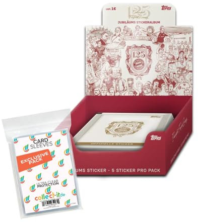 Bundle mit FC Bayern München - 125 Jahre - Sammelsticker - 1 Display (30 Tüten) + exklusive collect-it Hüllen