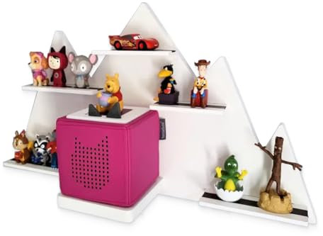 MOLILAND - Sammlervitrine mit Fächern Toniebox| Audiofigurenanzeige Berge | Perfektes Regal fürs Kinderzimmer | Hängeregal Kinderregal | Kinderzimmer | Hängende Ablage für Zubehör und Spielzeug