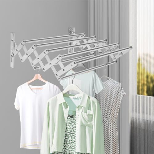 Kanbihao Handtuchhalter Wand Handtuchstange Badetuchhalter Edelstahl Geschirrtuchhalter Ausziehbar 7 Stangen42-80cm für Badezimmer Küche