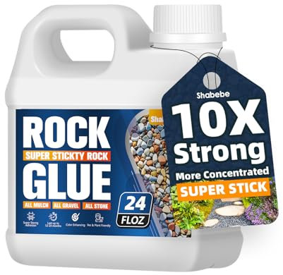 Gravel Glue for Garden Stones - 24OZ Stone Glue with Grip Max for Strong Adhesion of Rocks, Gravel&Mulch, Long-Lasting Non-Toxic, Fast-Drying, and Weather-Resistant for Pebble, Pine Straw