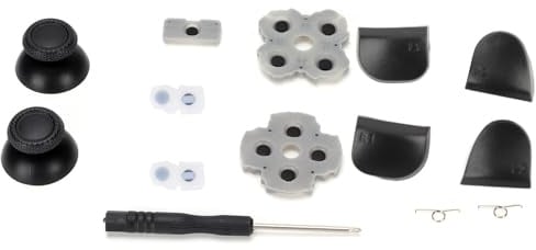 Fictory Controller-Ersatz-Kit für PS5, verbessertes leitfähiges Gummi-Pad, 3D-Rocker-Kunststoffkappe, L12-Tasten-Set, erschwingliches Gaming-Upgrade