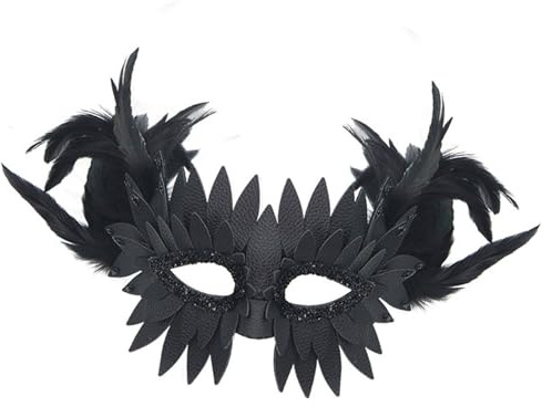 RETUOLWAG Freundliche Vogel-Eule mit halbem Gesicht, gefiedert, verziert, leichtes Design, ideal für Motto-Partys und Paraden, Pu Halloween
