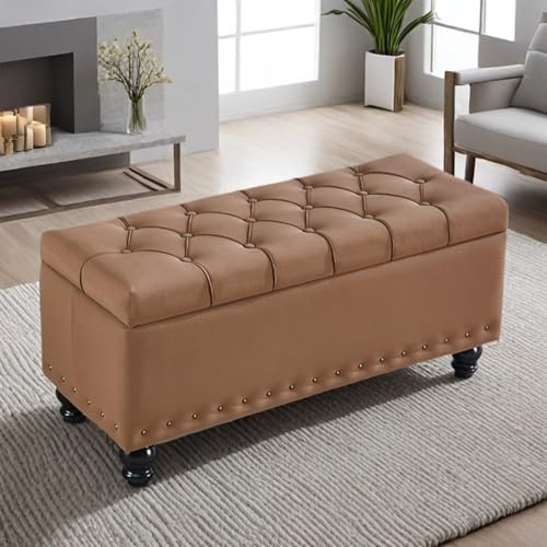 Erweiterte Leder-Sitzbank Mit Stauraum Gepolsterte Kastenbank Mit Viel Stauraum Für Die Fußbank Am Bett Moderne Schlafzimmerbank Sitzbank Bett Für Wohn Und Schlafzimmer(C,150*40*45CM/59.1*15.7*17.7IN)