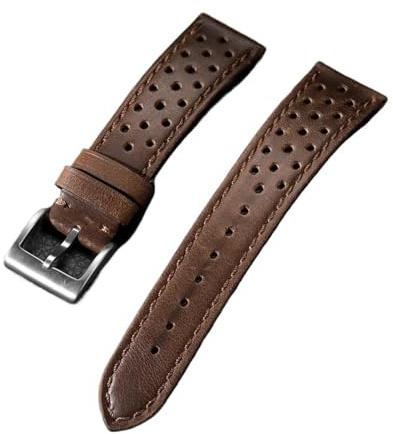 Atmungsaktives Uhrenarmband Passend For Tag Heuer, For Seiko, Öl-/Mattlederarmband, Damen Und Herren, 18 Mm, 20, 22, Smart-Armband(Oil-Dark Brown,22mm)