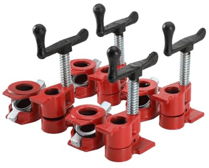 Mreryyse 4 Piece Woodworking Pipe Clamp, 3/4inch Heavy Duty Wood Carpenters Clamp Set, Quick Release Pipe Screw Clamp Bar, DIY Hand Gluing Tool Kit for Wood Processing Quick Tightening