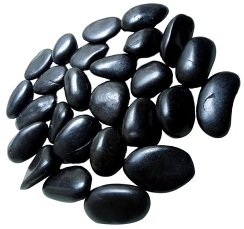 WRITWAA Schwarze Natürliche Dekosteine 2 4cm Polierte Flusskiesel für Aquarium Gartendeko und Blumentöpfe Zierkies für Landschaftsgestaltung