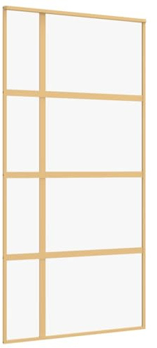 CIOURSTO ESG Glass and Aluminium Sliding Door - Ideal Room Divider, Allows Natural Light in, Ensures Privacy and Quiet Closing, Available in Transparent, Frosted, and Half Frosted (Gold)