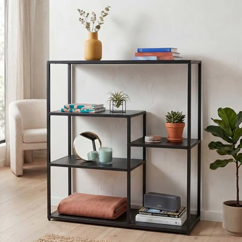 Mendler Regal HWC-P98 Industrial Metall 80x80x30cm - schwarz | Wohnregal, Standregal, Ablageregal
