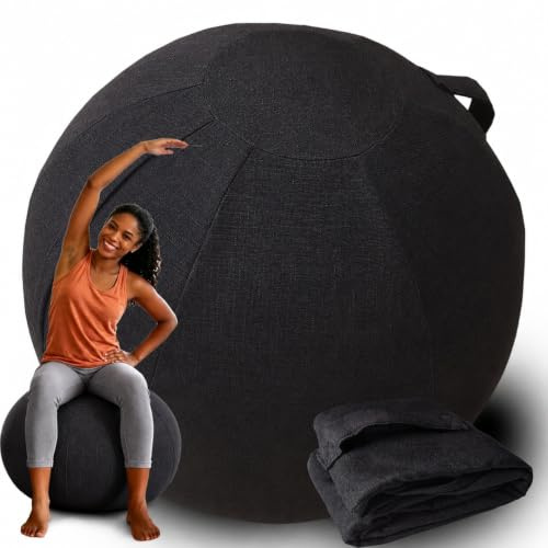 WTZHHK Sitzball mit Bezug Gymnastikball Stoffbezug Yogaball Fitnessball Büro Ergonomisch Home Office Pezziball Pumpe Tragegriff Waschbar