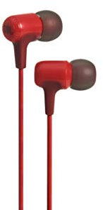 JBL E15 - Auriculares Intraaurales con Universal de 1 Botones de Mando a Distancia con Micrófono Integrado Compatible con la mayoría de los Smartphones, Rojo