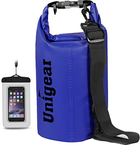 Unigear Dry Bag, 2L/5L/10L/20L/30L/40L, wasserdicht Taschen mit Handytasche und Gurte für Boot und Kajak, Angeln, Rafting, Schwimmen, Camping und Snowboarden, MEHRWEG