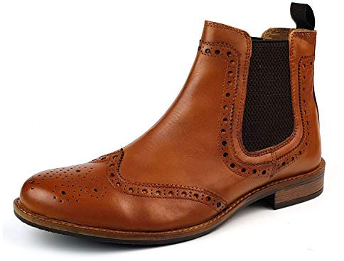 Roamer M143BT Chelsea Brogue-Stiefel, Leder, Größe 43, Hellbraun, hautfarben, 42 2/3 EU