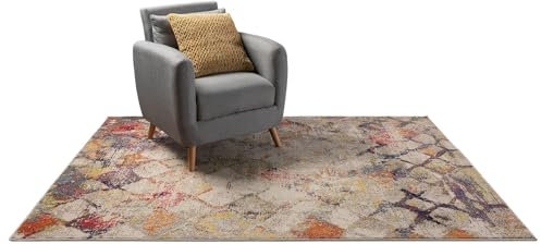 benuta Nest Vintage Teppich Casa - Beige/Mehrfarbig 140x200 cm - Teppich für Wohnzimmer, Schlafzimmer und Flur - Pflegeleicht - Fußbodenheizung Geeignet