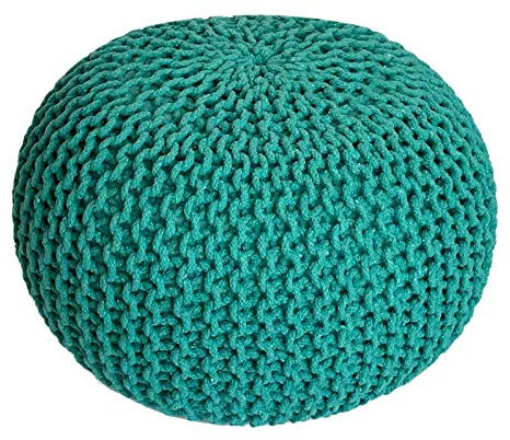 Voglrieder Sitzpouf Strickhocker Grobstrick handgeknüpft Ø 55 cm grün
