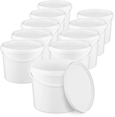 BenBow Cubo con Tapa 3l Blanco 1x 3 litros - Seguro para los Alimentos, Estable, hermético, a Prueba de Fugas, Inodoro - Cubo de plástico con asa - vacío
