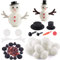 FEPITO 132pcs DIY Weihnachtsschneemann-Kits Inklusive Mini-Zylinder, Schneemann Nase, Kunststoff-Flügel für DIY Verzierung Crafts Weihnachtsdekoration Christmas Party Supplies