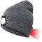 INHDBOX LED Mütze Kappe, Strickmütze mit USB Nachladbare Licht, Beleuchtung und blinkende Warnungs-Arten 8 LED, einfache Installation Vorne Hinten Scheinwerfer, Unisex-Winterwärmer-Strickkappe
