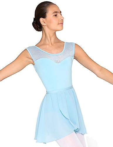 tanzmuster ® Wickelrock Mädchen Ballett - Emily - aus luftigem Chiffon antistatisch Ballettrock mit Gummizug für Kinder in hellblau, Größe:104-110