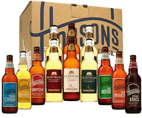 Hobsons Mixed Beer & Cider Gift Set Case - 12 x 500ml Bottles - Premium Real Ale & Cider From a Craft UK Brewer