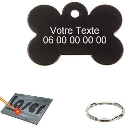 Mygoodprice Medaille für Hunde, Katzen und Tiere, graviert, Schwarz, 40 x 28 mm