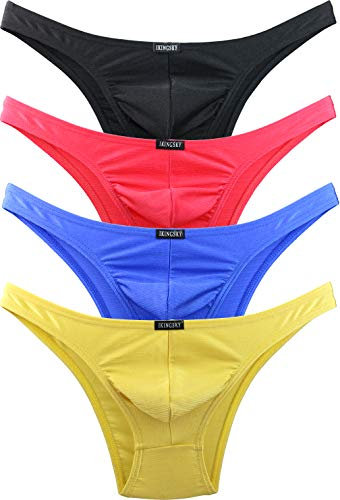 iKingsky Micro Slip Homme Taille Basse en Coupe Bikini sous-vêtements élasthanne pour Homme (XL, Pack de 4)