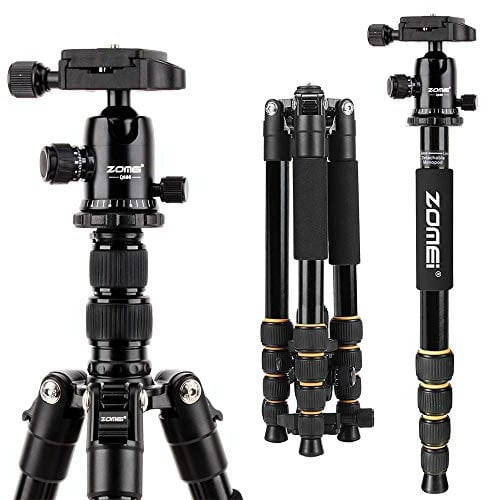ZOMEI Q666 Camera Tripod, 61 inch Compact Lightweight Aluminum Travel Tripods Monopod with 360 Degree Ball Head,1/4 Quick Release Plate and Carry Bag